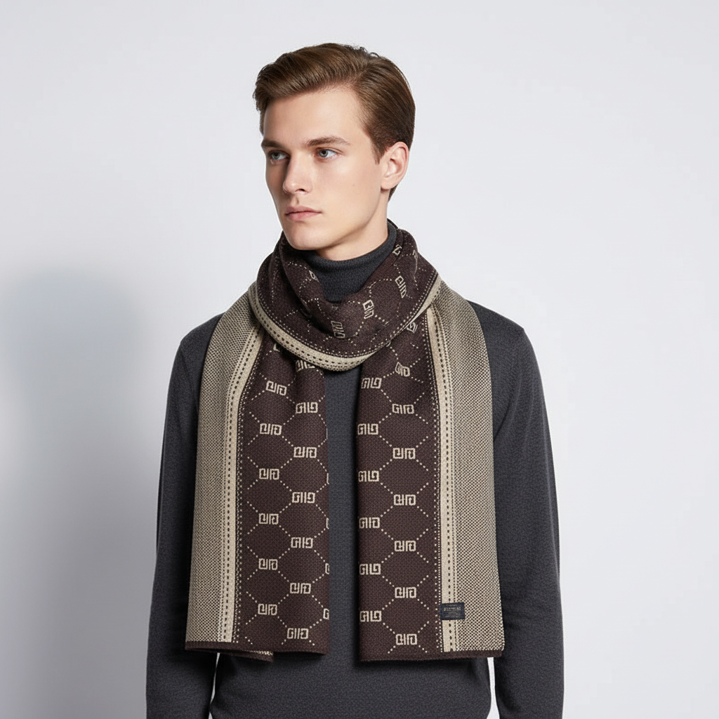 Gemusterter Strickschal für Herren-Accessories for Men-Alpenkind