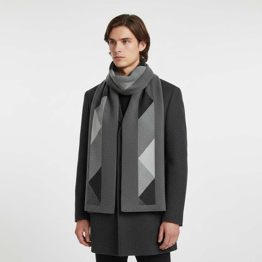 Gemusterter Strickschal für Herren-Accessories for Men-Alpenkind