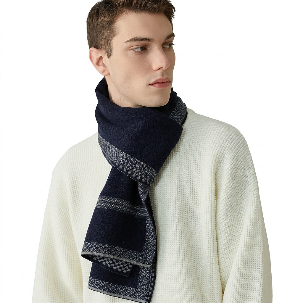 Gemusterter Strickschal für Herren-Accessories for Men-Alpenkind