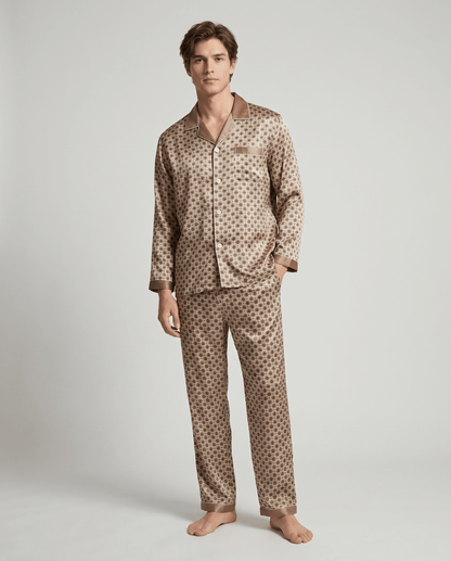 Gemustertes Herren-Pyjama-Set mit langen Ärmeln-Sets for Men-Alpenkind