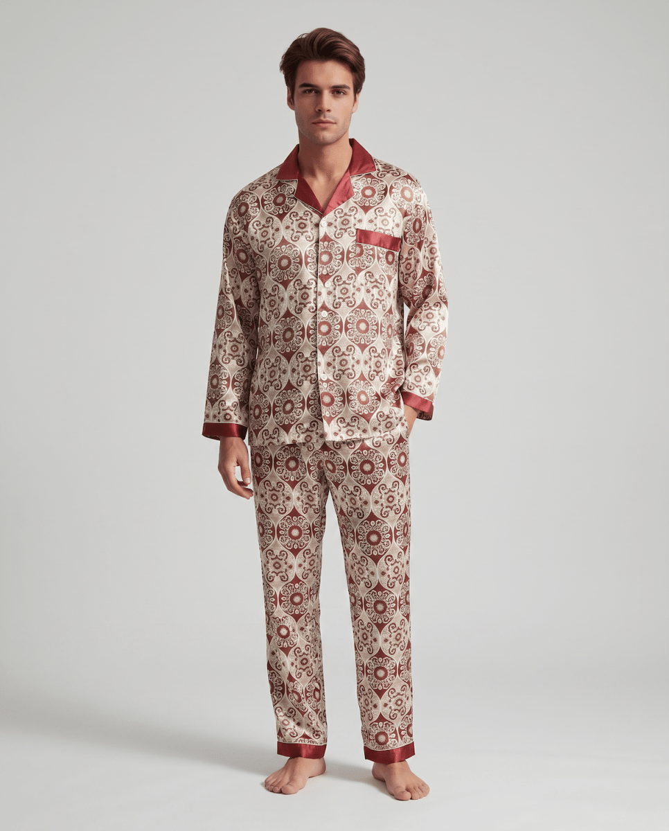 Gemustertes Herren-Pyjama-Set mit langen Ärmeln-Sets for Men-Alpenkind