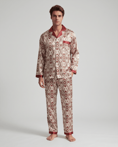 Gemustertes Herren-Pyjama-Set mit langen Ärmeln-Sets for Men-Alpenkind