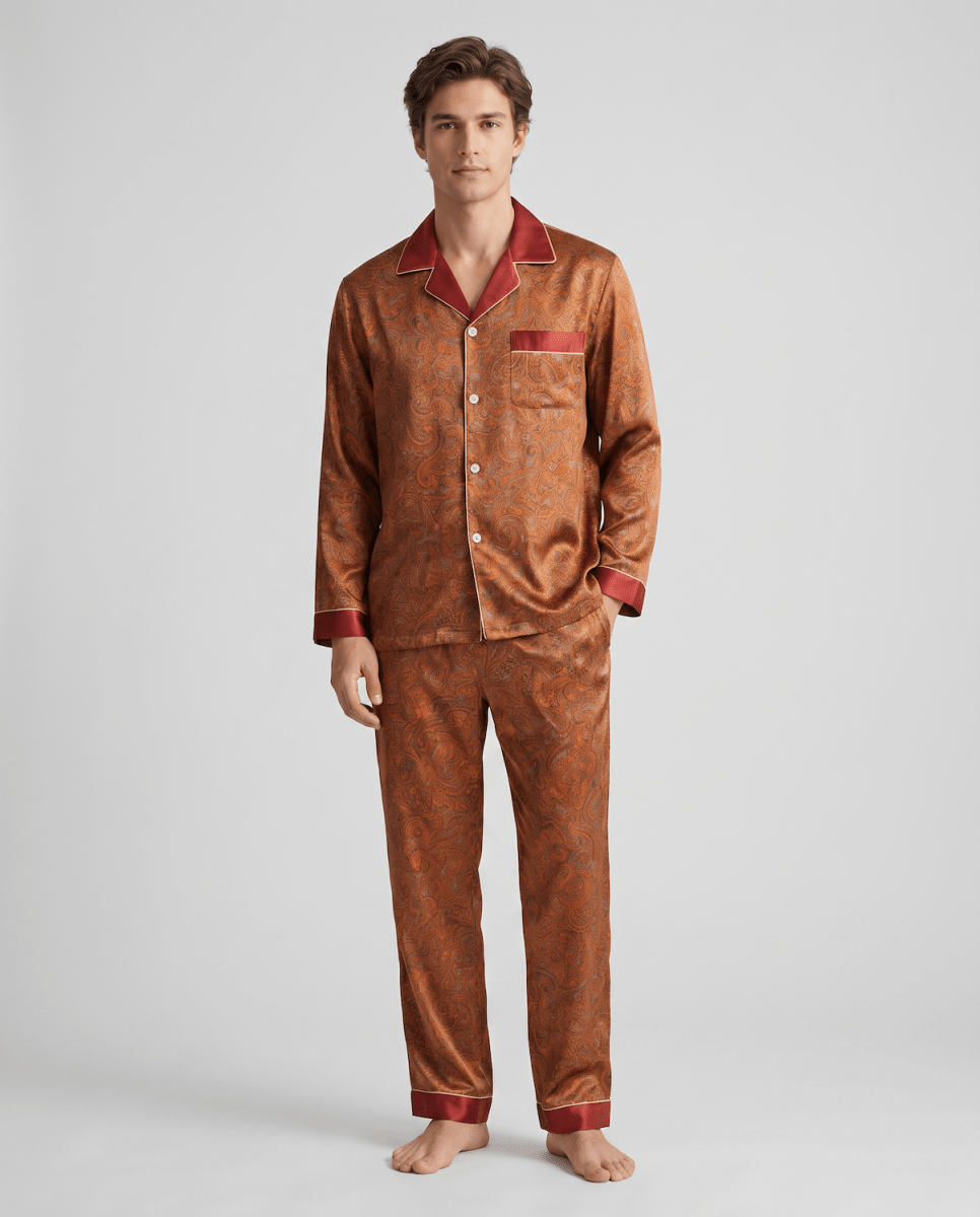 Gemustertes Herren-Pyjama-Set mit langen Ärmeln-Sets for Men-Alpenkind
