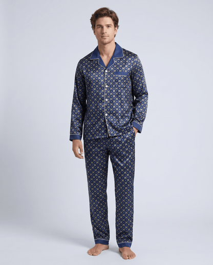 Gemustertes Herren-Pyjama-Set mit langen Ärmeln-Sets for Men-Alpenkind
