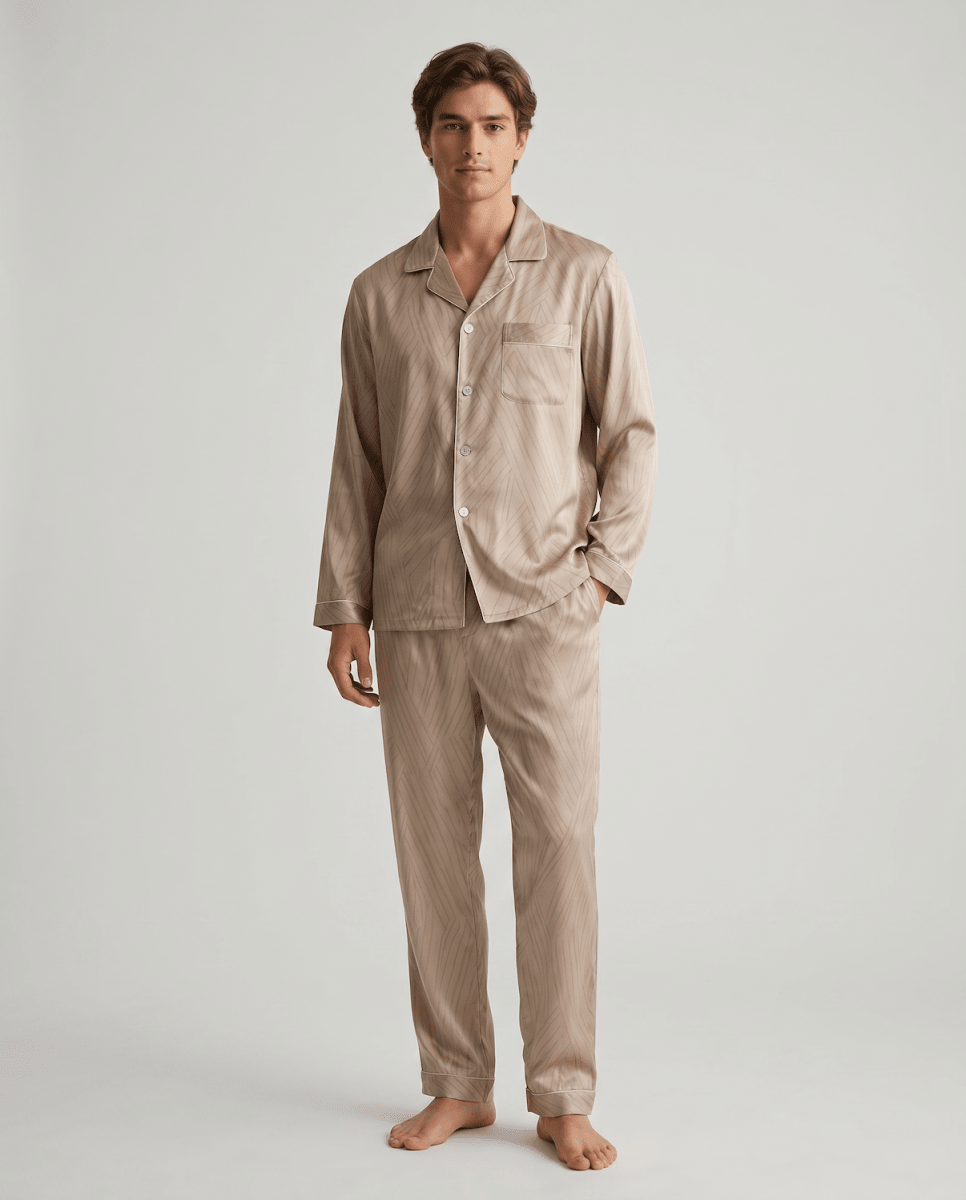 Gemustertes Herren-Pyjama-Set mit langen Ärmeln-Sets for Men-Alpenkind