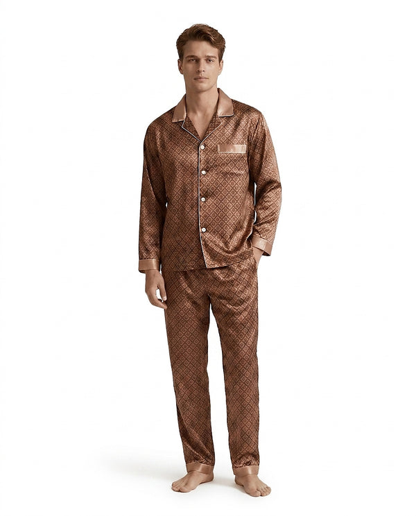 Gemustertes Herren-Pyjama-Set mit langen Ärmeln-Sets for Men-Alpenkind