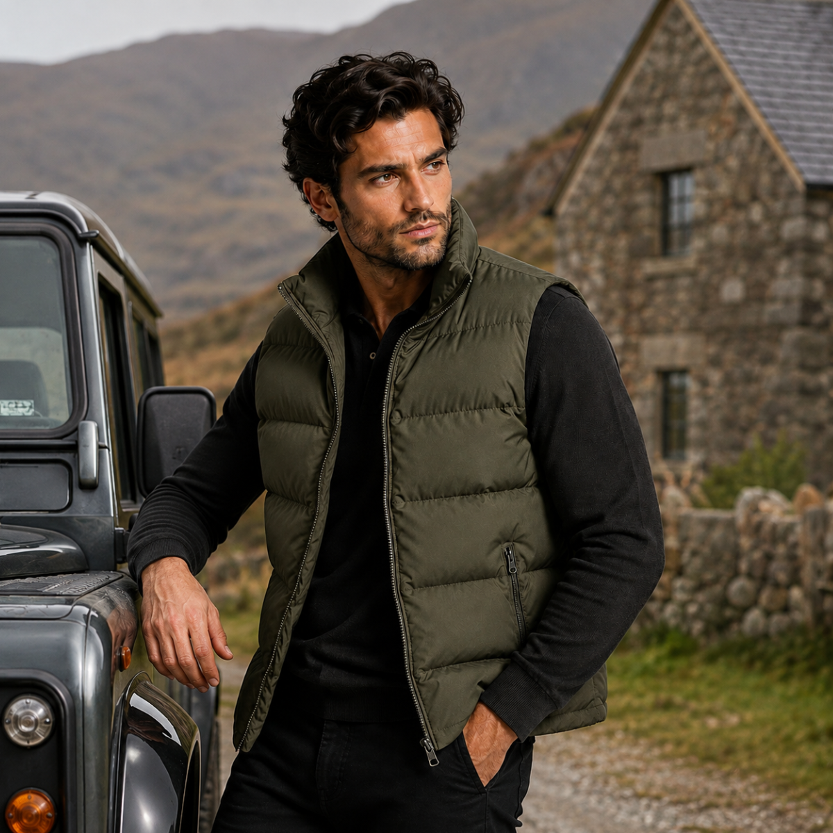 Gepolsterte Herren-Steppweste mit Reißverschlusstaschen-Vests for men-Alpenkind