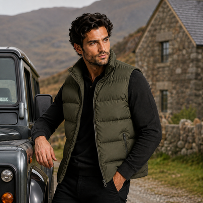 Gepolsterte Herren-Steppweste mit Reißverschlusstaschen-Vests for men-Alpenkind