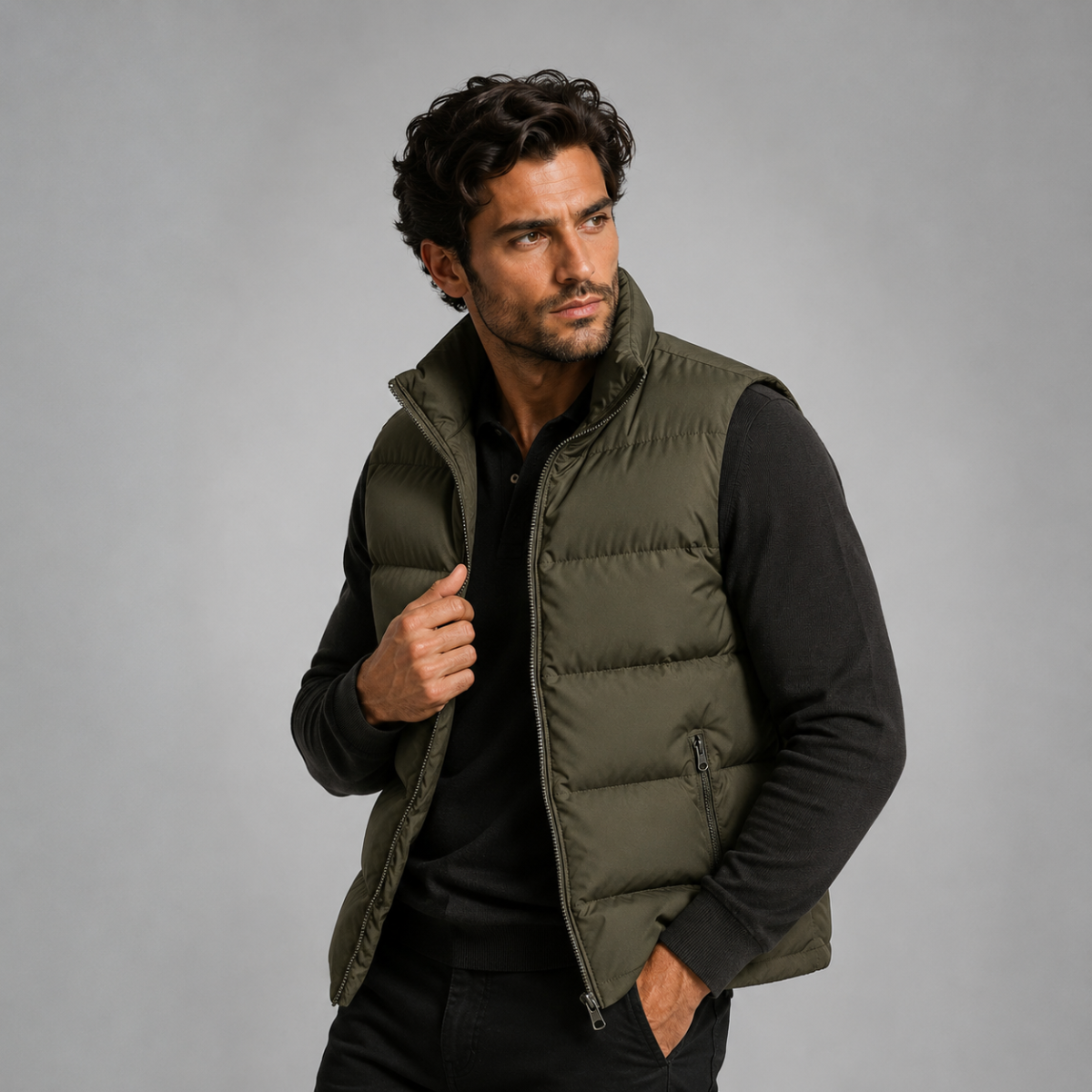 Gepolsterte Herren-Steppweste mit Reißverschlusstaschen-Vests for men-Alpenkind