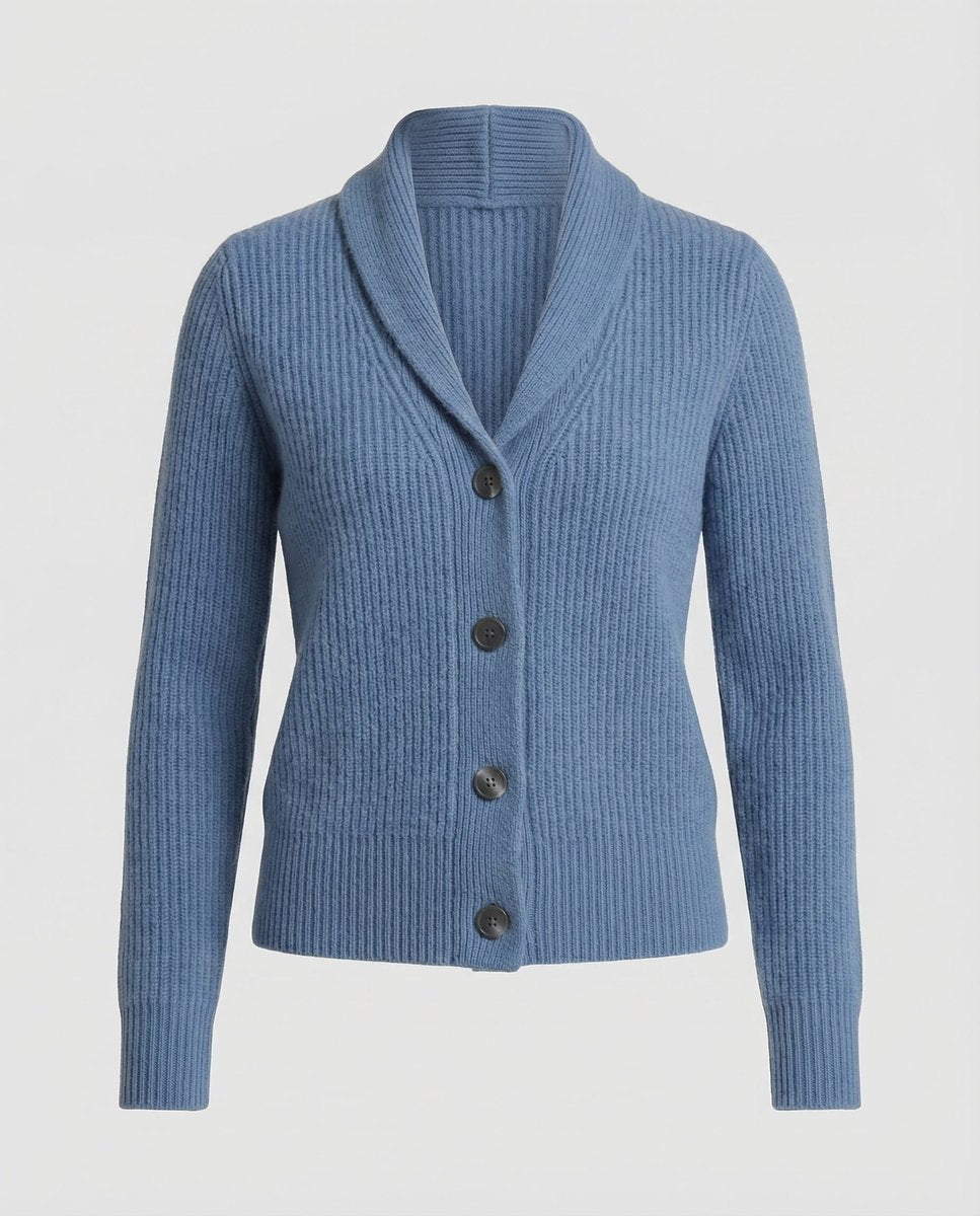 Gerippte Strickjacke für Damen mit Schalkragen-Cardigan for women-Alpenkind