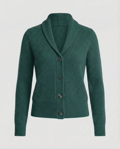 Gerippte Strickjacke für Damen mit Schalkragen-Cardigan for women-Alpenkind