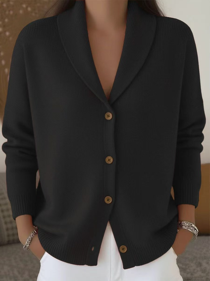 Gerippte Strickjacke für Damen mit Schalkragen-Cardigan for women-Alpenkind