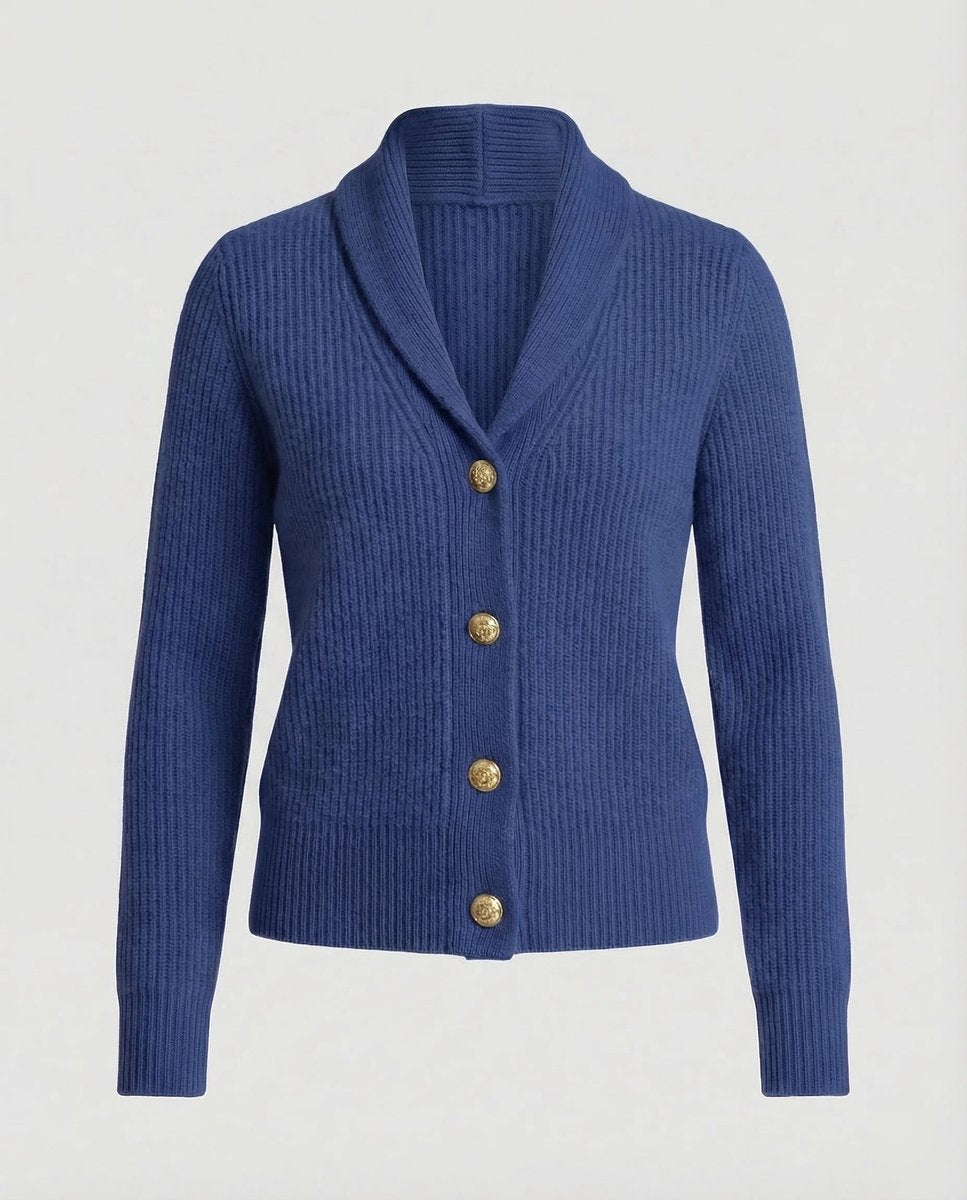 Gerippte Strickjacke für Damen mit Schalkragen-Cardigan for women-Alpenkind