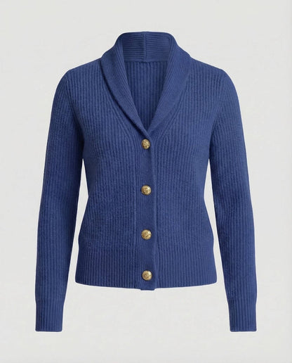 Gerippte Strickjacke für Damen mit Schalkragen-Cardigan for women-Alpenkind