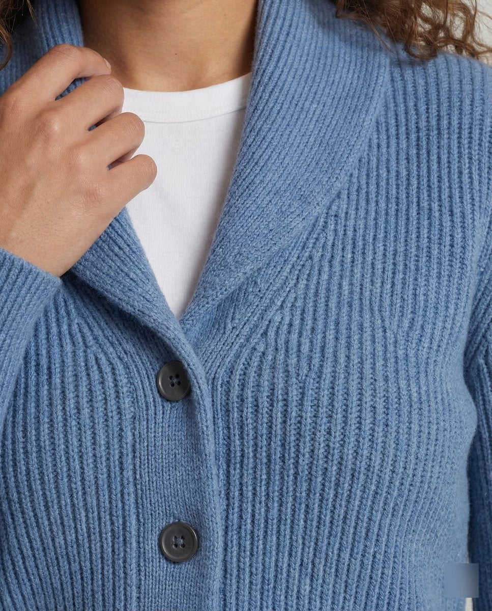 Gerippte Strickjacke für Damen mit Schalkragen-Cardigan for women-Alpenkind