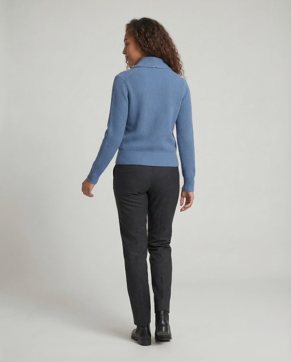 Gerippte Strickjacke für Damen mit Schalkragen-Cardigan for women-Alpenkind