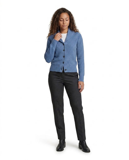 Gerippte Strickjacke für Damen mit Schalkragen-Cardigan for women-Alpenkind
