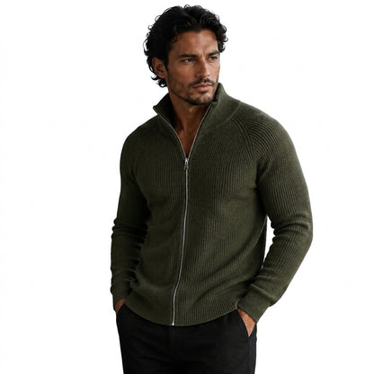 Gerippte Strickjacke mit Reißverschluss für Herren-Cardigan for men-Alpenkind