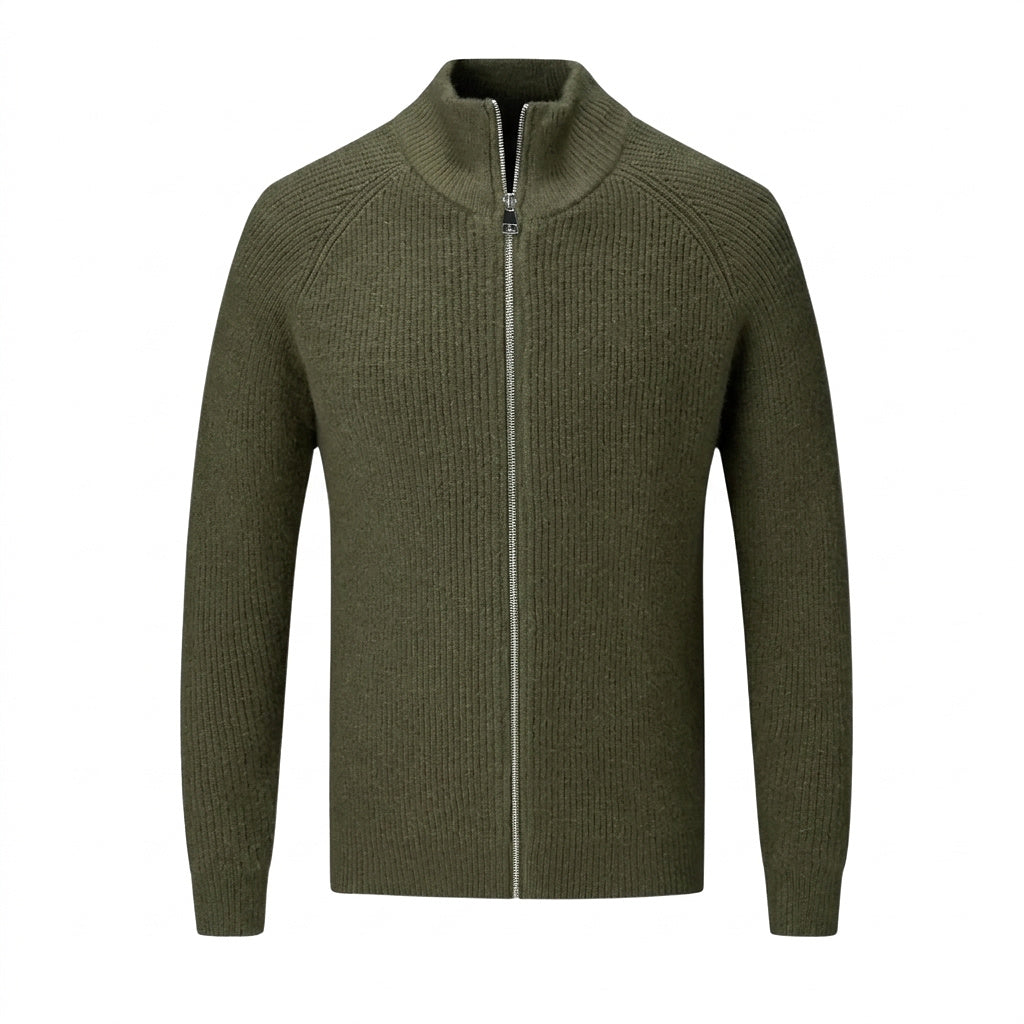 Gerippte Strickjacke mit Reißverschluss für Herren-Cardigan for men-Alpenkind
