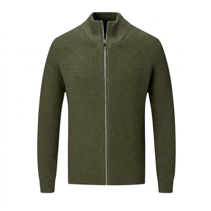 Gerippte Strickjacke mit Reißverschluss für Herren-Cardigan for men-Alpenkind