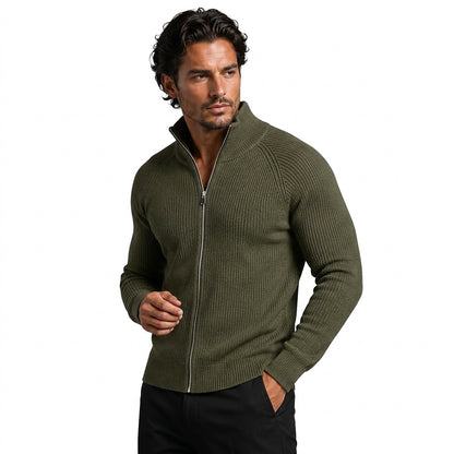 Gerippte Strickjacke mit Reißverschluss für Herren-Cardigan for men-Alpenkind
