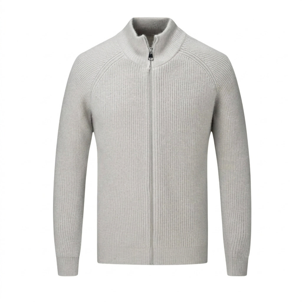 Gerippte Strickjacke mit Reißverschluss für Herren-Cardigan for men-Alpenkind