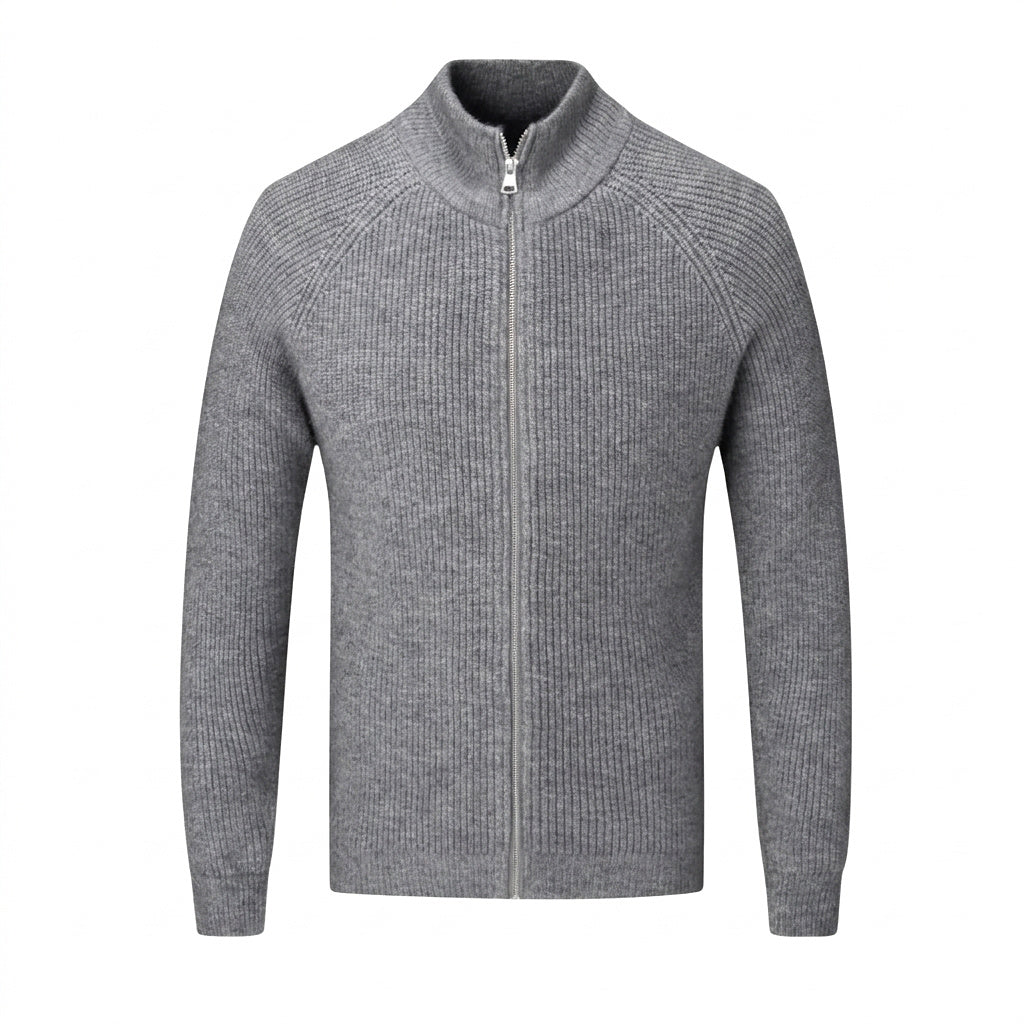 Gerippte Strickjacke mit Reißverschluss für Herren-Cardigan for men-Alpenkind