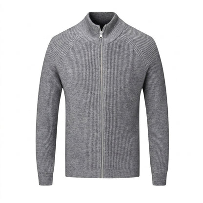 Gerippte Strickjacke mit Reißverschluss für Herren-Cardigan for men-Alpenkind