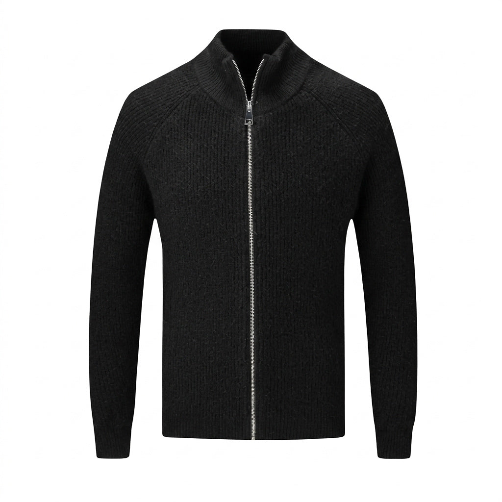 Gerippte Strickjacke mit Reißverschluss für Herren-Cardigan for men-Alpenkind