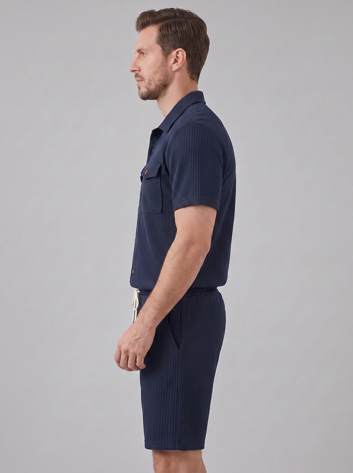 Geripptes Hemd- und Shorts-Set für Herren-Sets for Men-Alpenkind