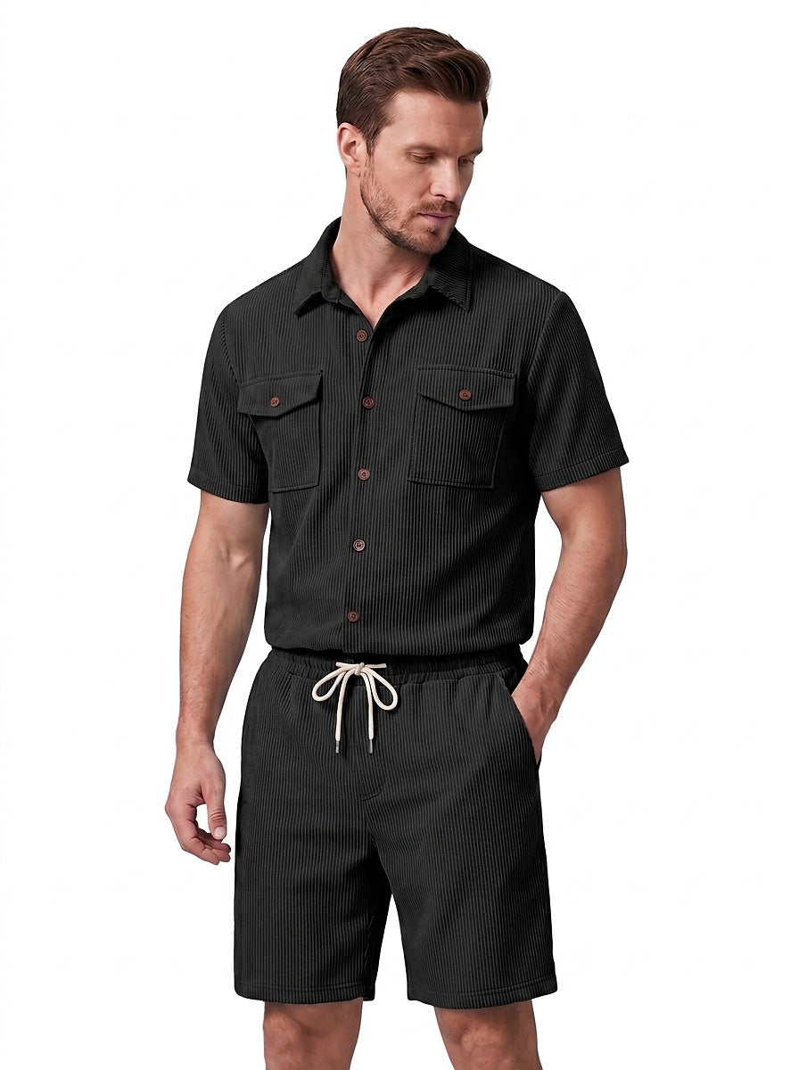 Geripptes Hemd- und Shorts-Set für Herren-Sets for Men-Alpenkind