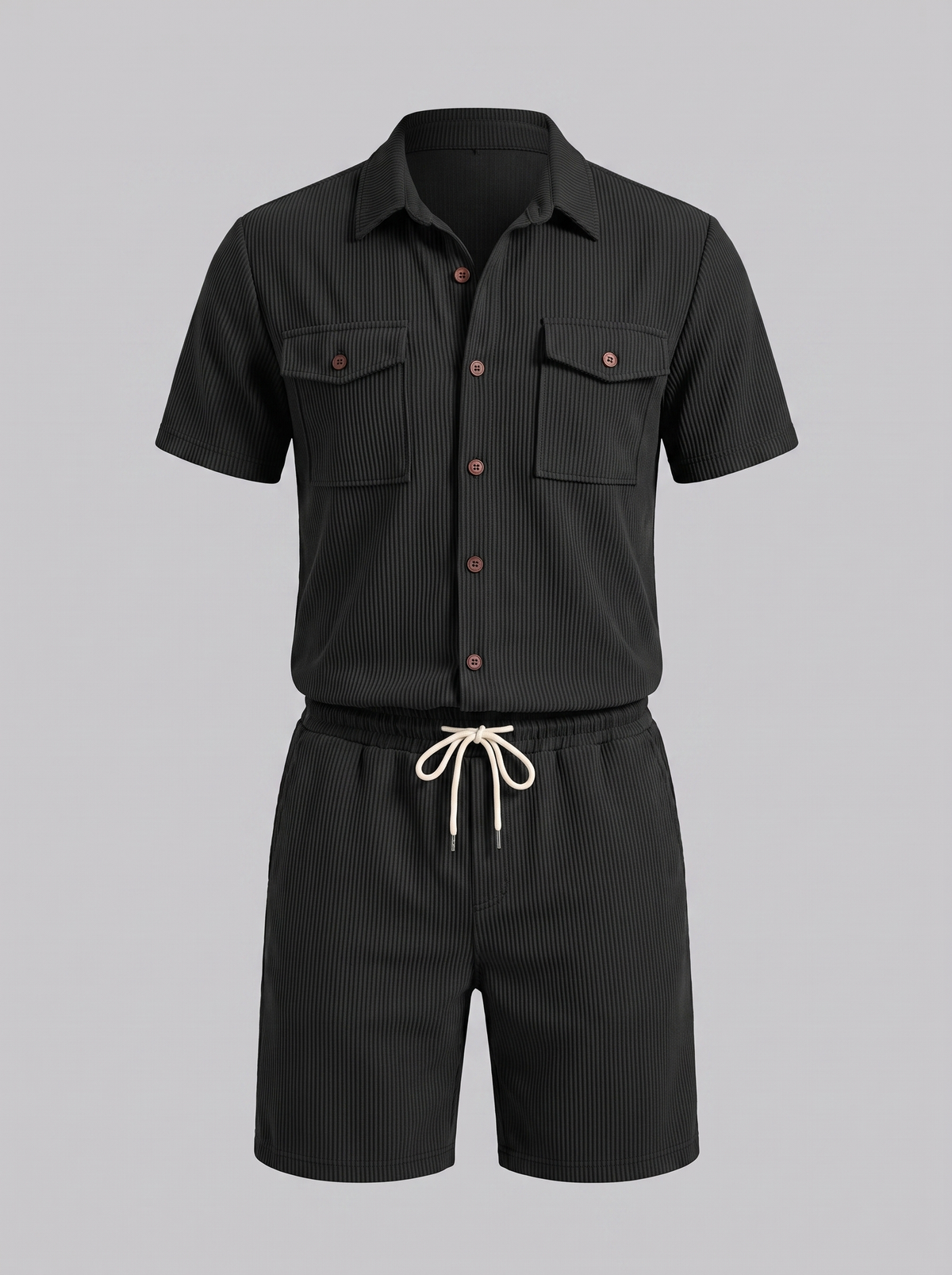 Geripptes Hemd- und Shorts-Set für Herren-Sets for Men-Alpenkind