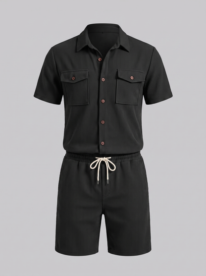 Geripptes Hemd- und Shorts-Set für Herren-Sets for Men-Alpenkind