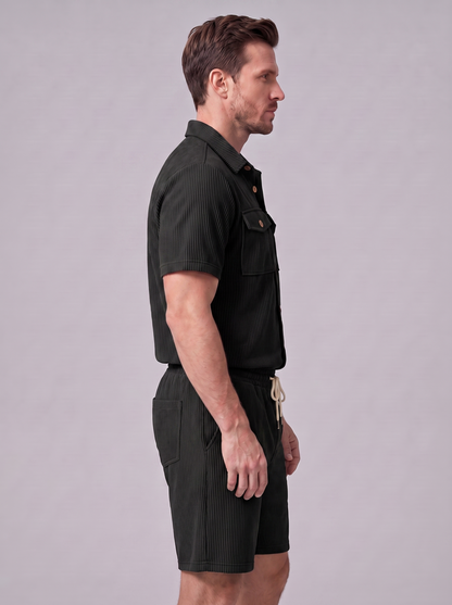 Geripptes Hemd- und Shorts-Set für Herren-Sets for Men-Alpenkind