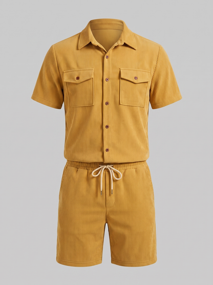 Geripptes Hemd- und Shorts-Set für Herren-Sets for Men-Alpenkind