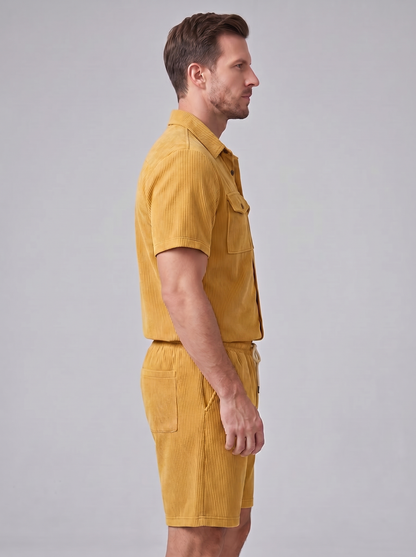 Geripptes Hemd- und Shorts-Set für Herren-Sets for Men-Alpenkind