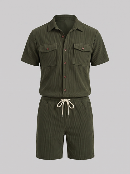 Geripptes Hemd- und Shorts-Set für Herren-Sets for Men-Alpenkind