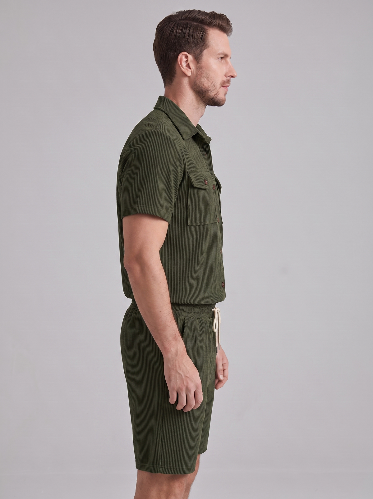 Geripptes Hemd- und Shorts-Set für Herren-Sets for Men-Alpenkind
