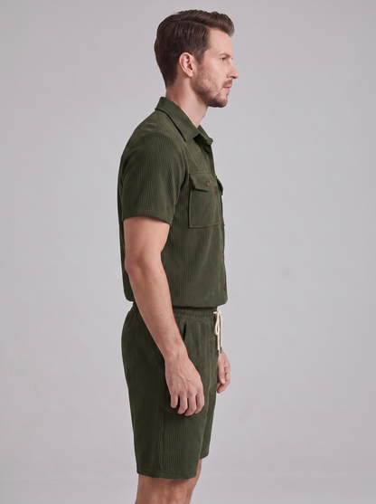 Geripptes Hemd- und Shorts-Set für Herren-Sets for Men-Alpenkind