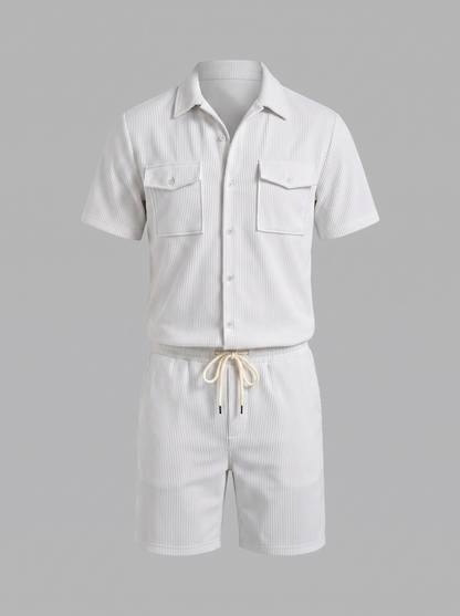 Geripptes Hemd- und Shorts-Set für Herren-Sets for Men-Alpenkind