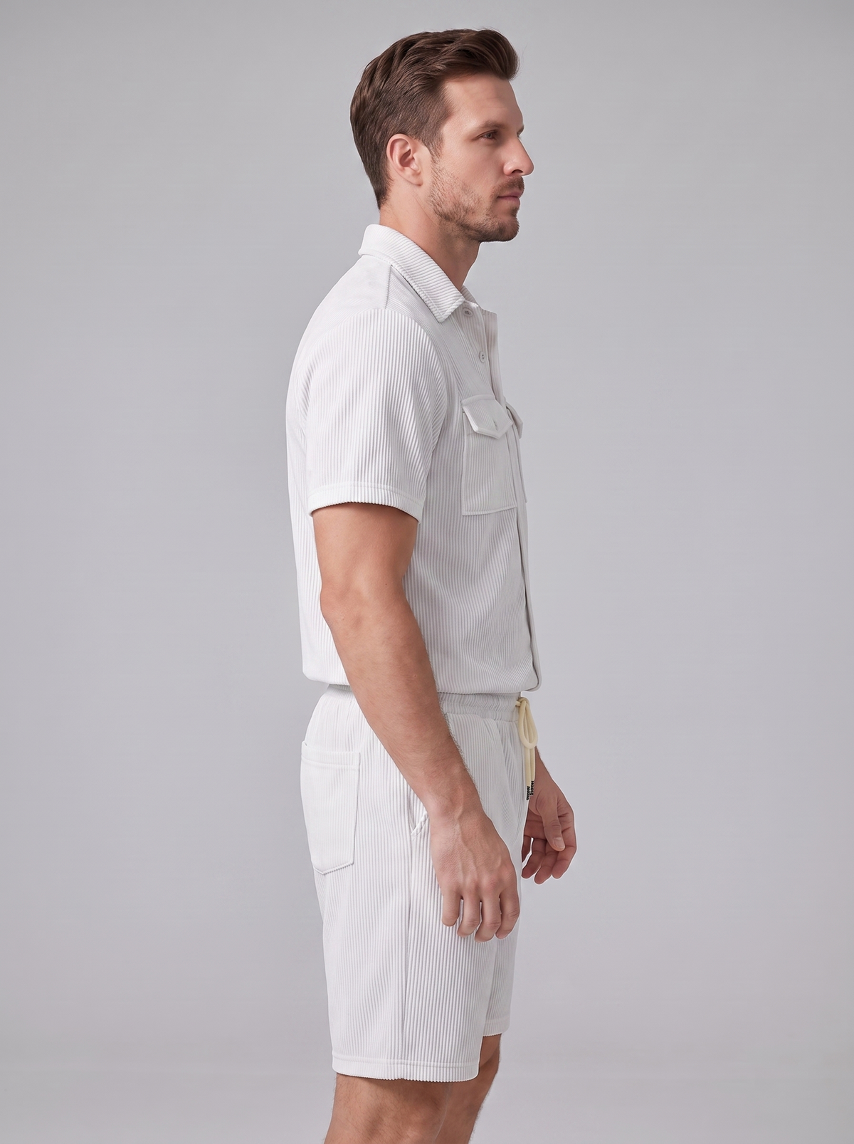 Geripptes Hemd- und Shorts-Set für Herren-Sets for Men-Alpenkind