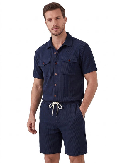 Geripptes Hemd- und Shorts-Set für Herren-Sets for Men-Alpenkind