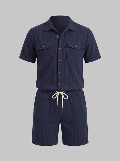 Geripptes Hemd- und Shorts-Set für Herren-Sets for Men-Alpenkind