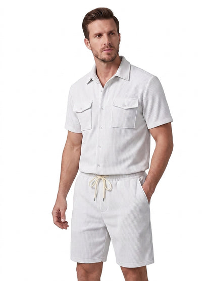 Geripptes Hemd- und Shorts-Set für Herren-Sets for Men-Alpenkind
