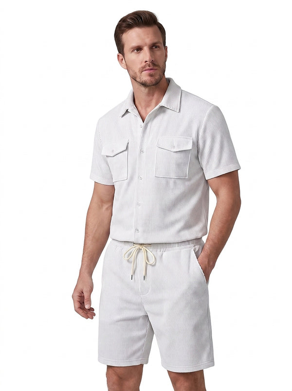 Geripptes Hemd- und Shorts-Set für Herren-Sets for Men-Alpenkind