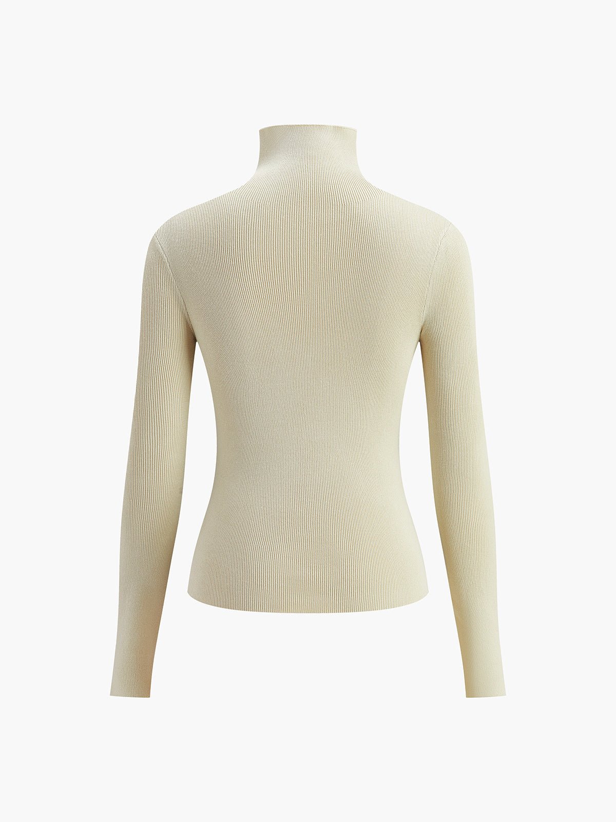 Geripptes Langarm-Strickoberteil mit Stehkragen für Damen-Blouses for women-Alpenkind