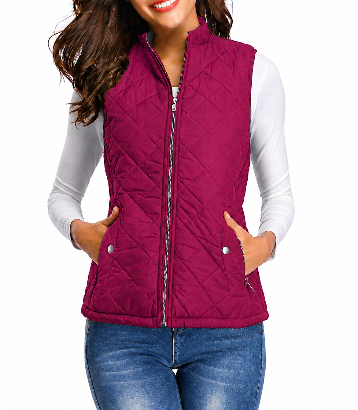 Gesteppte Damenweste mit Reißverschluss-Vest for women-Alpenkind