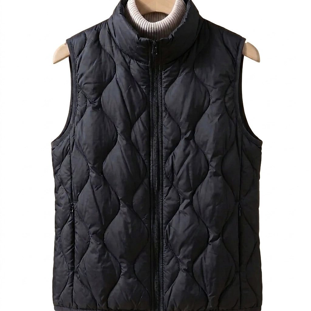 Gesteppte Damenweste mit Stehkragen und Reißverschluss-Vests for women-Alpenkind