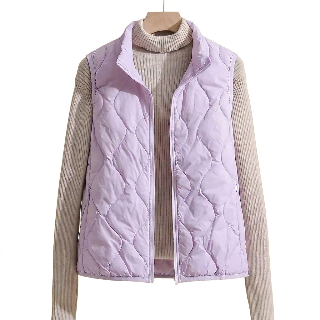 Gesteppte Damenweste mit Stehkragen und Reißverschluss-Vests for women-Alpenkind