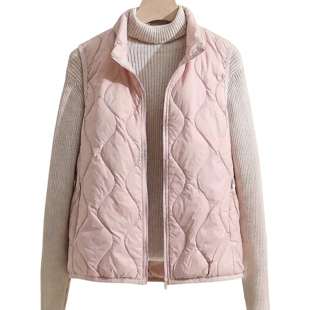 Gesteppte Damenweste mit Stehkragen und Reißverschluss-Vests for women-Alpenkind